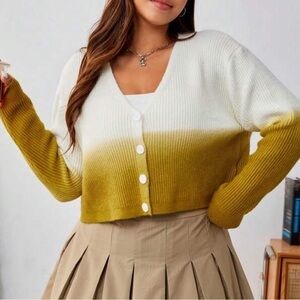 Ombre Mustard Yellow and White Cardigan